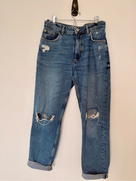 Zara Denim - Zara Boyfriend Cut, Distressed Blue Relaxed Jeans